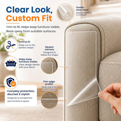 ® Cat Scratch Furniture Protector, 12 Pack Clear Couch Protector from Cat Claws with 50 Twist Pins for Sofa Corners, Doors and Walls